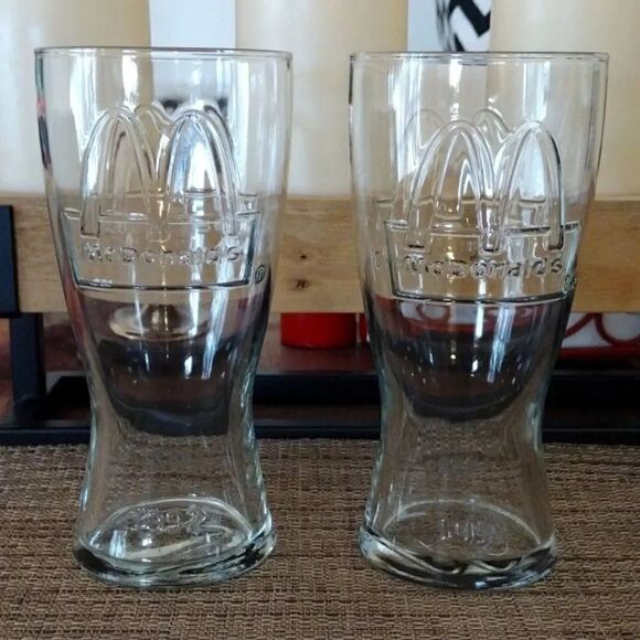 Vintage 1992 Set of 2 McDonald's Clear Fountain Coke Glasses - Picture 10 of 17